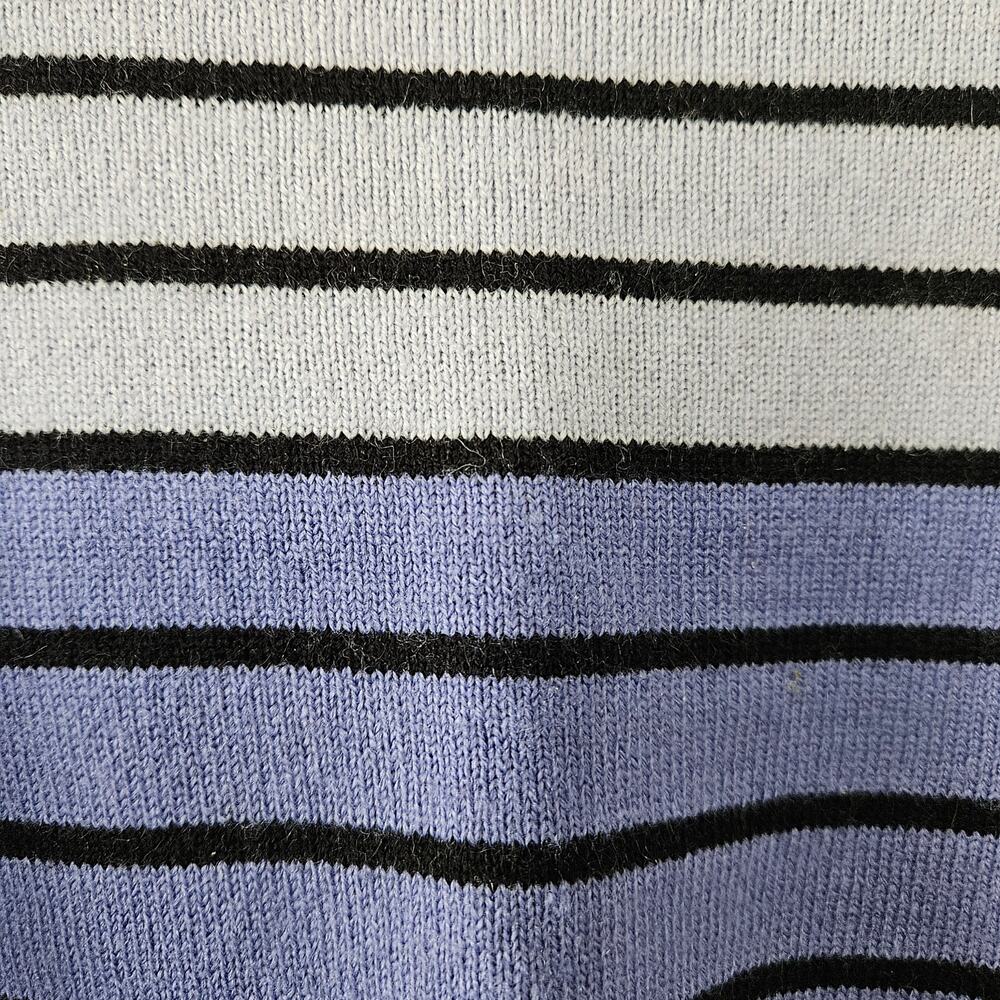 Croft & Barrow Size M Grey Blue Block Striped Acrylic Knit Sweater Top Shirt - Picture 3 of 16